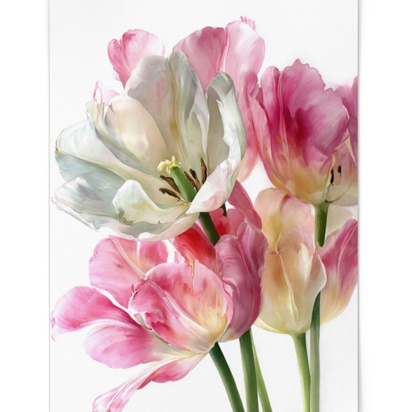 Watercolor Tulips Wall Art Illustration Print Poster Unframed - Picture 6 of 6